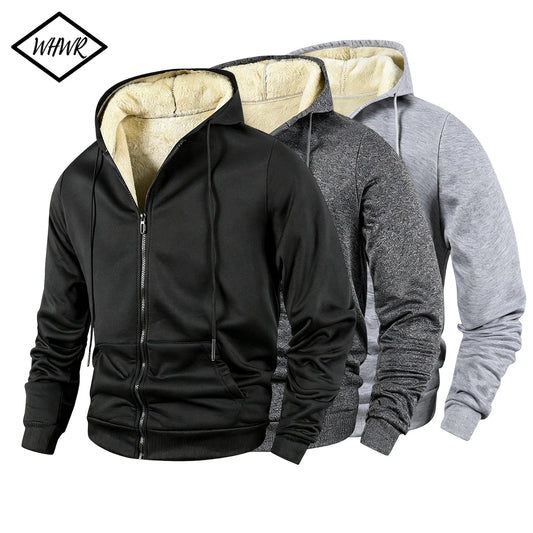 Men's Sherpa Fleece Hoodie Jacket Full Zip Up Winter Coat Thick Warm Casual Outerwear Outdoor Streetwear Daily Wear Hiking