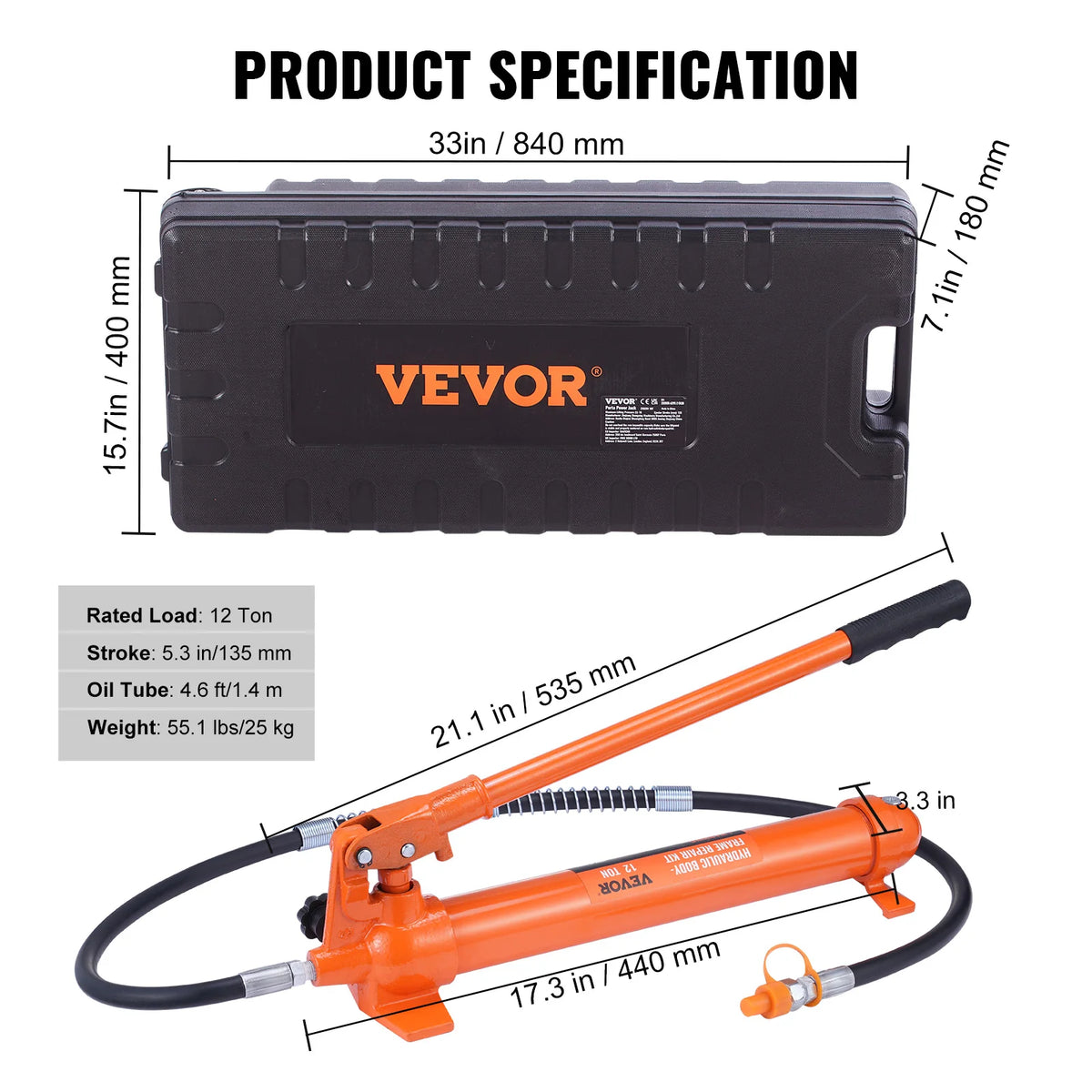 SucceBuy 4/10/12/20 Ton Power Hydraulic Cylinder Jack Autobody Frame Repair Tool Kit Automotive Truck Lifting  Heavy Equipment