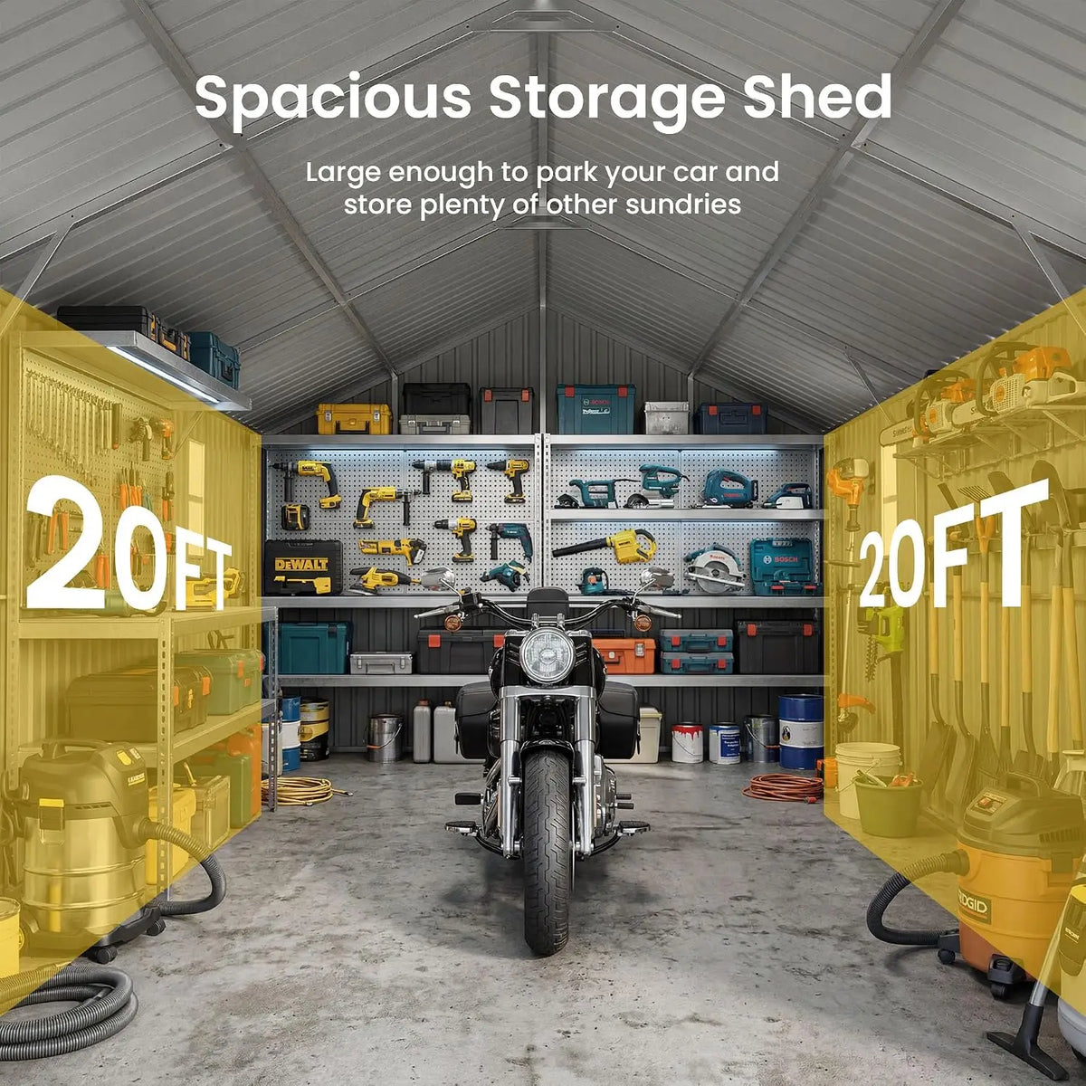 12x20 FT Large Outdoor Metal Storage Shed, Galvanized Steel Utility Shed, Side Windows & Roof Vents, Weatherproof, Custom