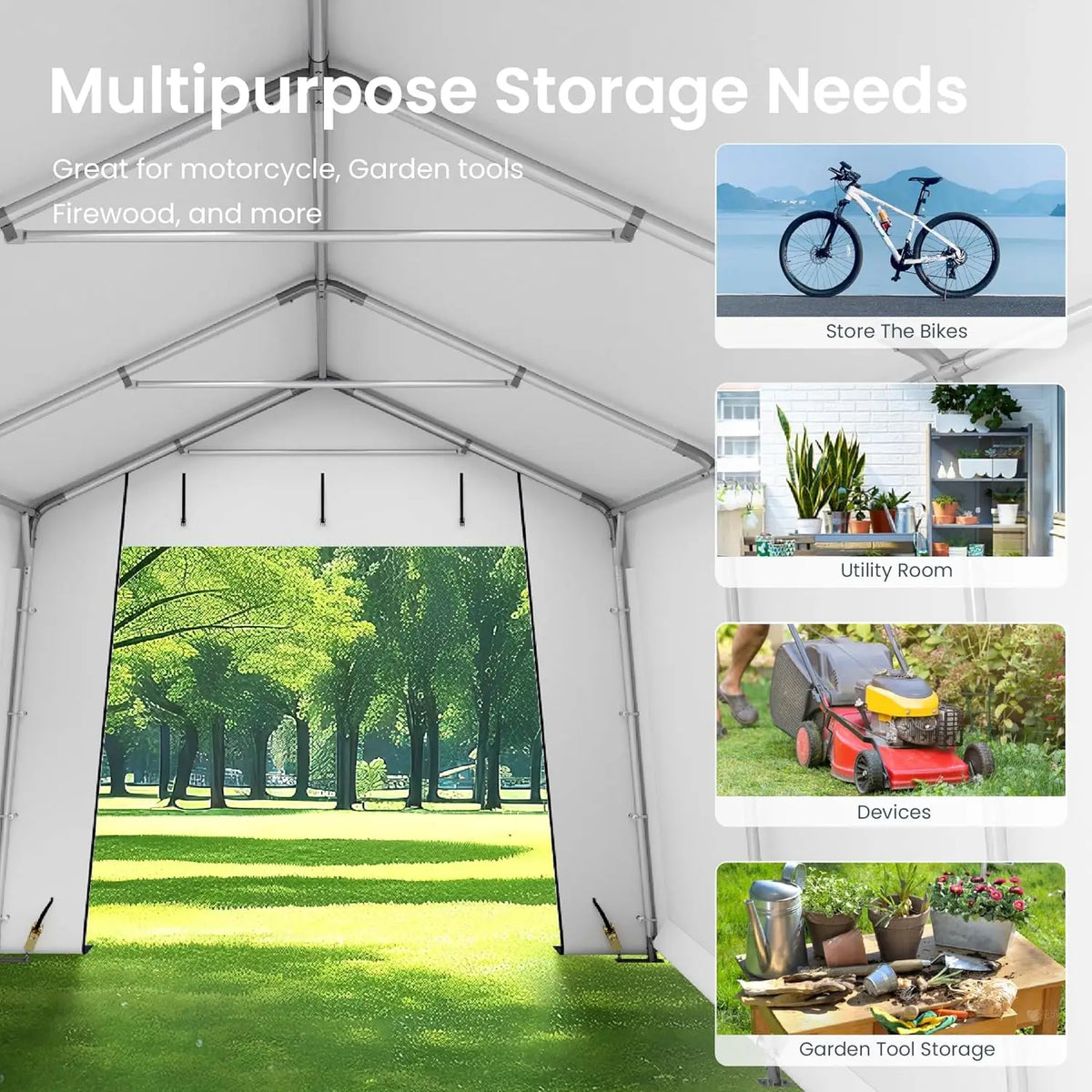 10X15ft Carport, Portable Carports Outdoor Storage Shelter Shed Garage Canopy with Roll up Zipper Doors & Vents, Custom