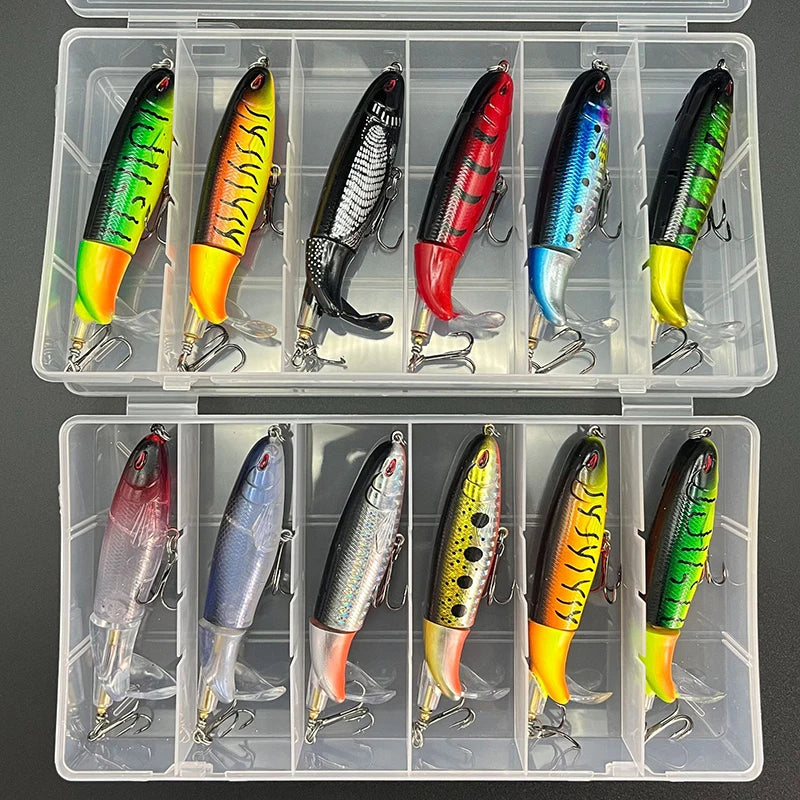 6PCS Fishing Lure 10CM/13G Propeller Water Surface Tractor Far Casting Hard Baits for Bass Black Fish Fishing Lure Tackle