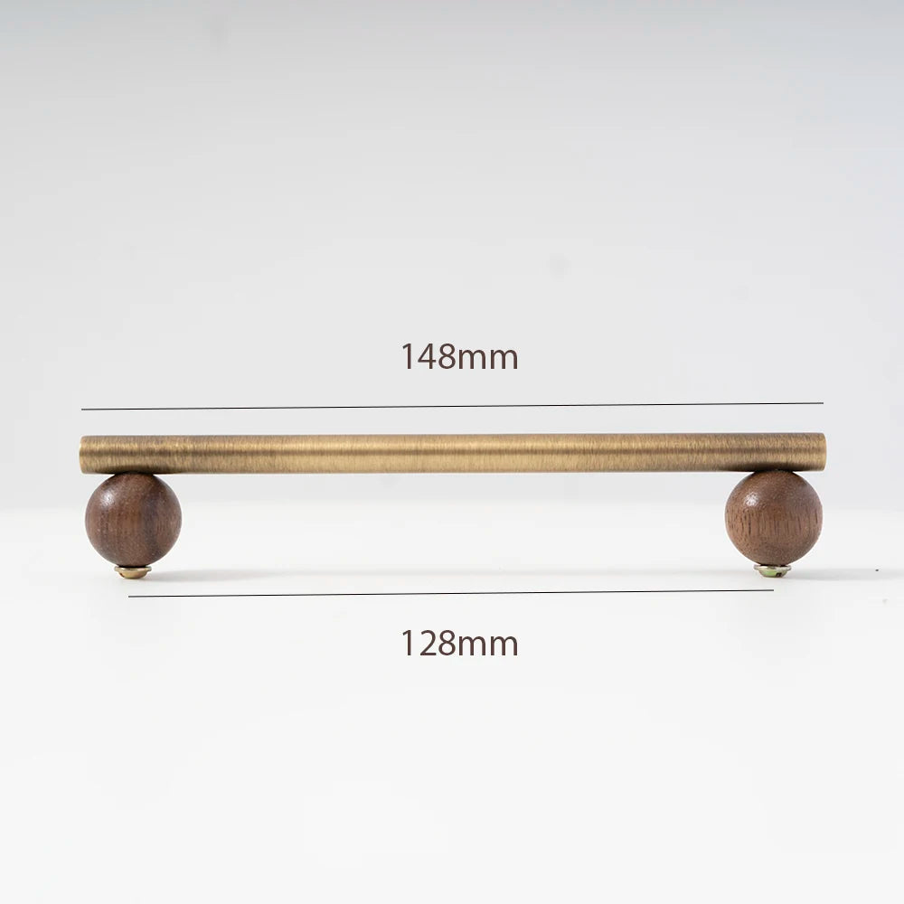 Bronze Brass + Walnut Wood  Cabinet Handle and Knob Drawer Knobs T Bar Bedroom Kitchen Cupboard Hardware / Drawer Handles