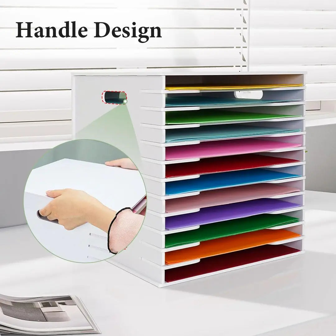 Magazine Rack 12 Tier Pvc Literature Organizer 13x12.2x13 Inch Adjustable Shelves For Home Office Classroom