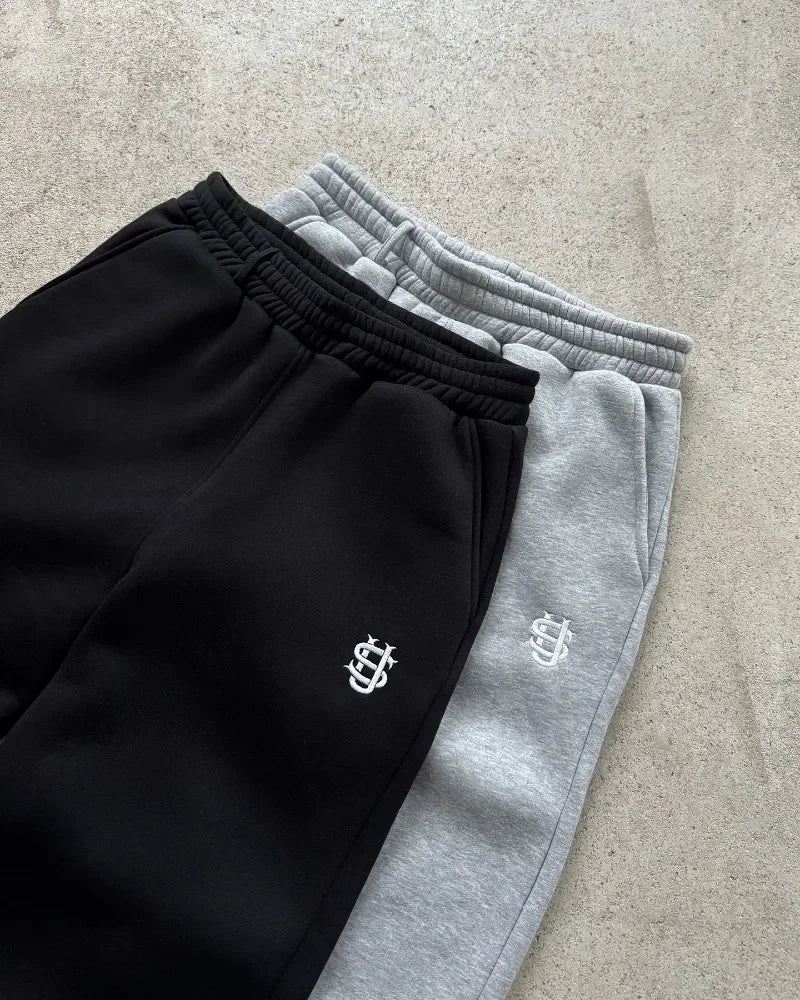 Y2k Retro Loose Straight Pants Men Tracksuit Pants Personalized Pant Leg Zipper Embroidery Design Hip Hop Harajuku Casual Pants