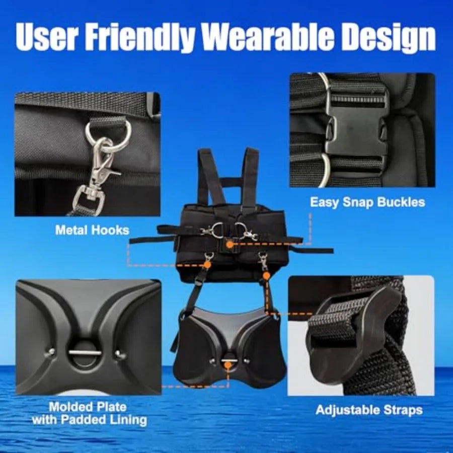 Fishing Belt and Shoulder Strap Harness Set, Enhanced Protection Shoulder Back Support System, with Rod Locking Buckle, Offshor