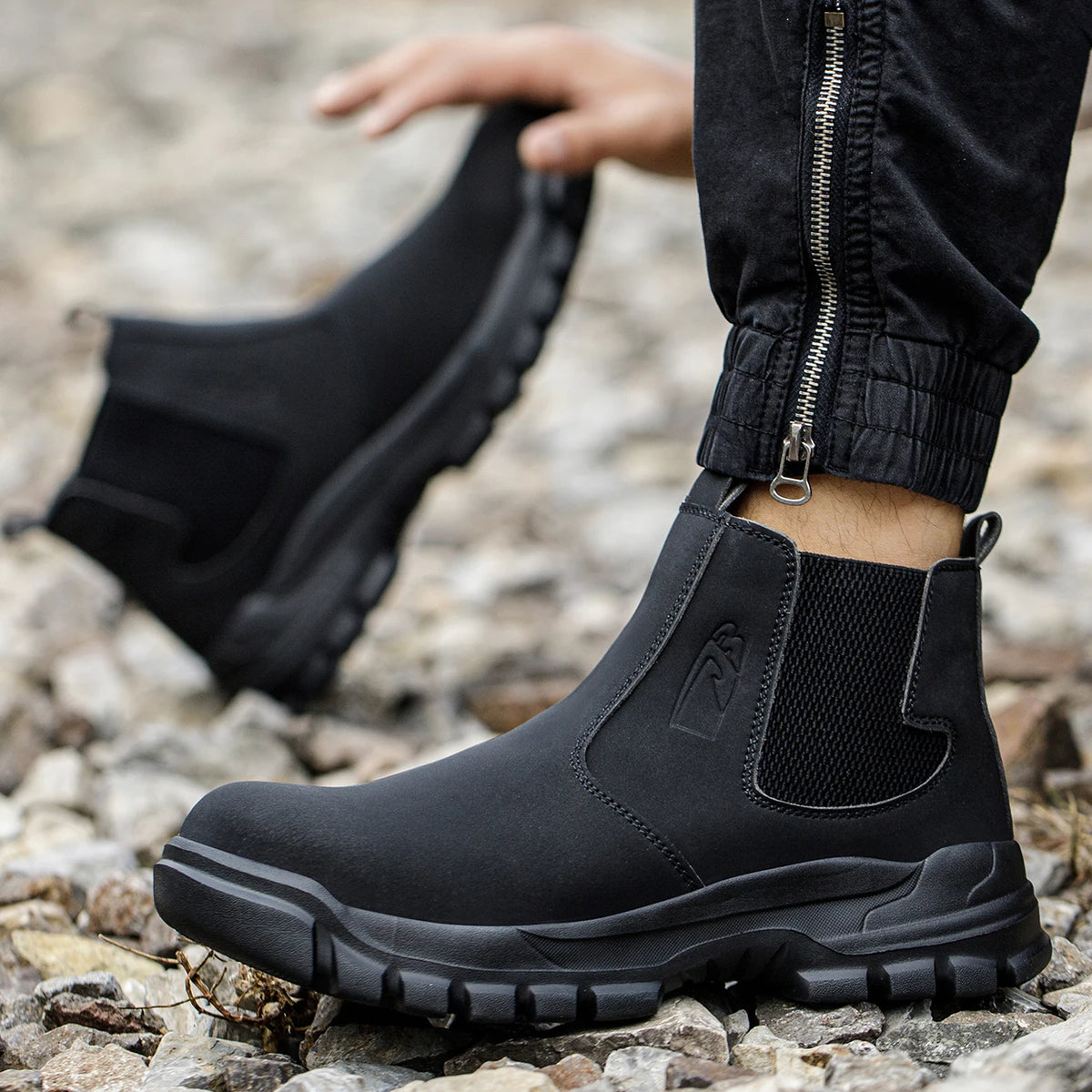 Waterproof Safety Shoes Men's Work Steel Toe Caps Male Indestructible Protective Puncture-Proof Security Footwear Work Boots