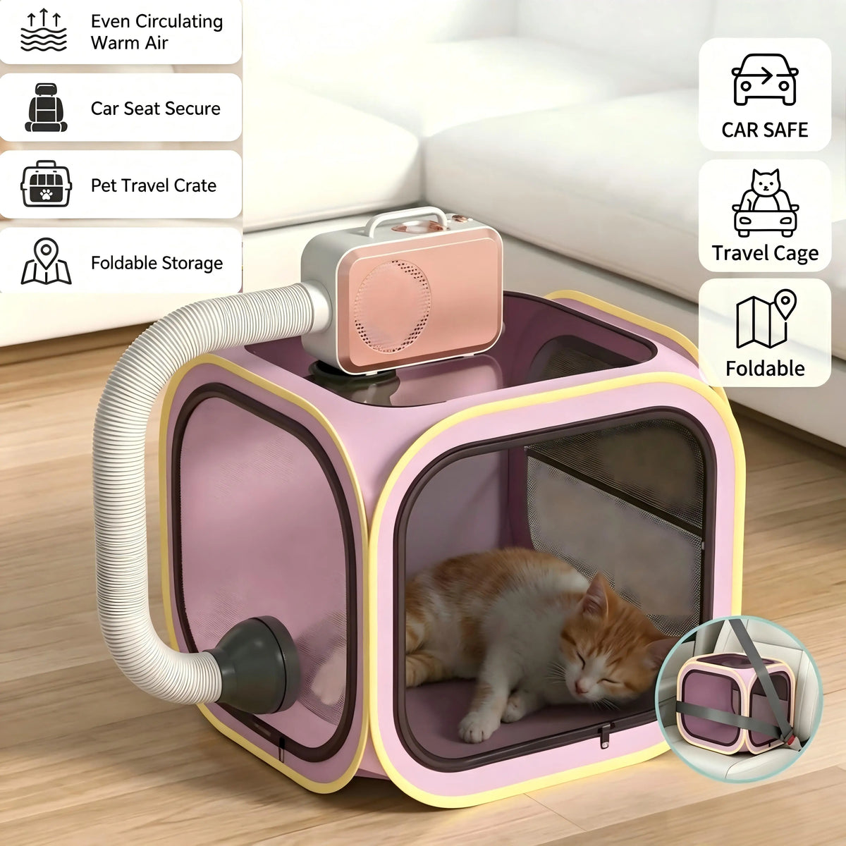 Pet Drying Box Bath Blow Anti-escape Artifact for Puppies and Dogs Bag Household Water Dryer Portable Cat Cage