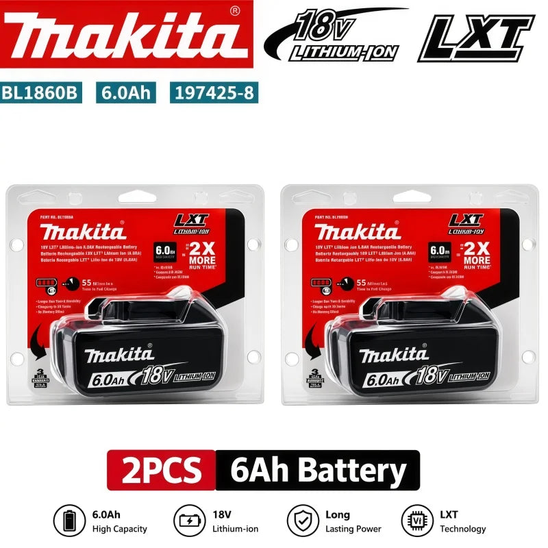 2026 New Makita 6Ah for Makita 18V Power Tool Battery BL1840 BL1830B BL1850B BL1850 BL1860 BL1815 Replacement Lithium Battery