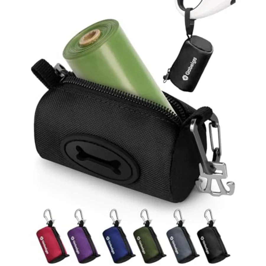 Dog Poop Bag Holder for Leash, Large Opening for Easy Pull Out, Doggy Poo Bag Dispenser with Used Waste Bag Carrier Suitable fo