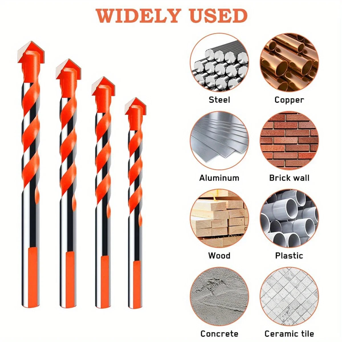 Tungsten Carbide Masonry Drill Bit Set for Metal Steel Porcelain Ceramic Tile Concrete Brick Wood 3-12mm Drilling Tools