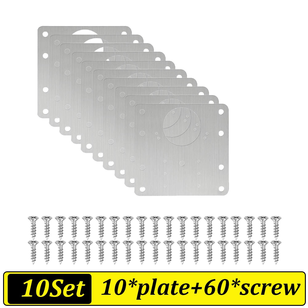 2-100Set Cabinet Hinge Repair Plate Kit Stainless Steel Door Hinge Mounting Plate Cabinet Door Hinges Repair Mount Tool