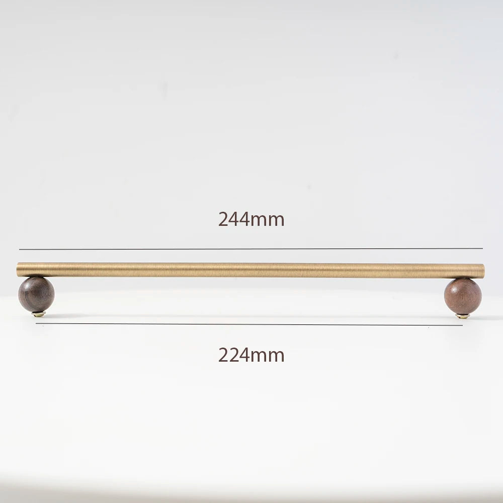 Bronze Brass + Walnut Wood  Cabinet Handle and Knob Drawer Knobs T Bar Bedroom Kitchen Cupboard Hardware / Drawer Handles