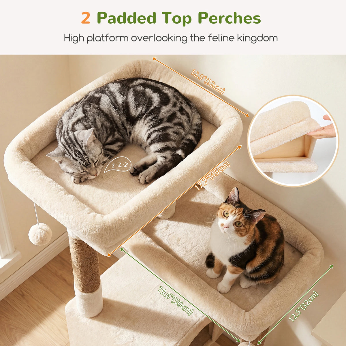 Globlazer 80" Large Cat Tree Tower for Indoor Cats, Multi-Level Cat Climbing Activity Center with 2 Condos, 2 Hammocks, 3 Perches, Sisal Scratching Posts for 2-3 Medium Large Cats