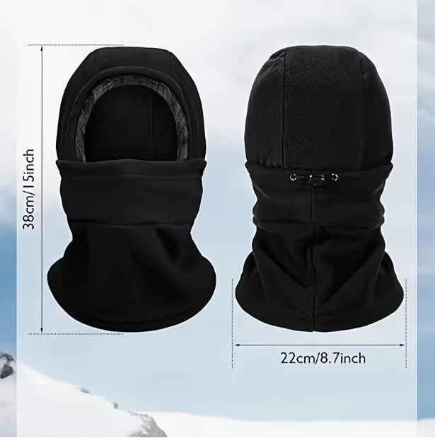 Large Upgraded Edition 2 Pieces, Autumn/Winter, Balaclava Hat, Windproof and Cold-Resistant Cap, Skull Cap Neck Cover Scarf, Outdoor Cycling, Hooded Scarf, Skiing and Cycling Hat, Unisex, Outdoor Sports Warm Head Cover, Fuzzy