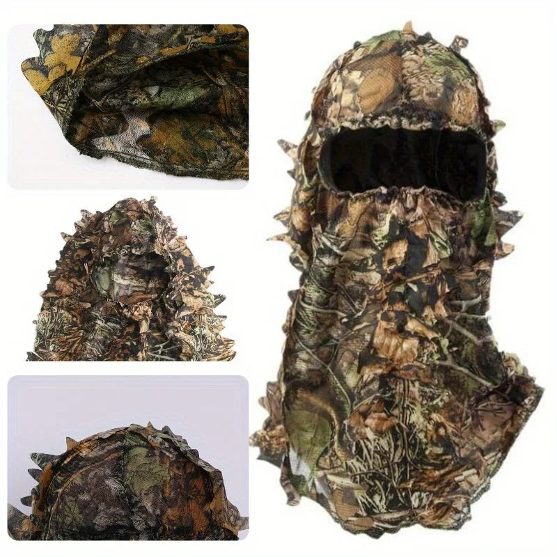 3pcs Suit Camouflage Leafy Hat 3D Full Face Mask Headwear Turkey Camo Hunter Hunting Accessories