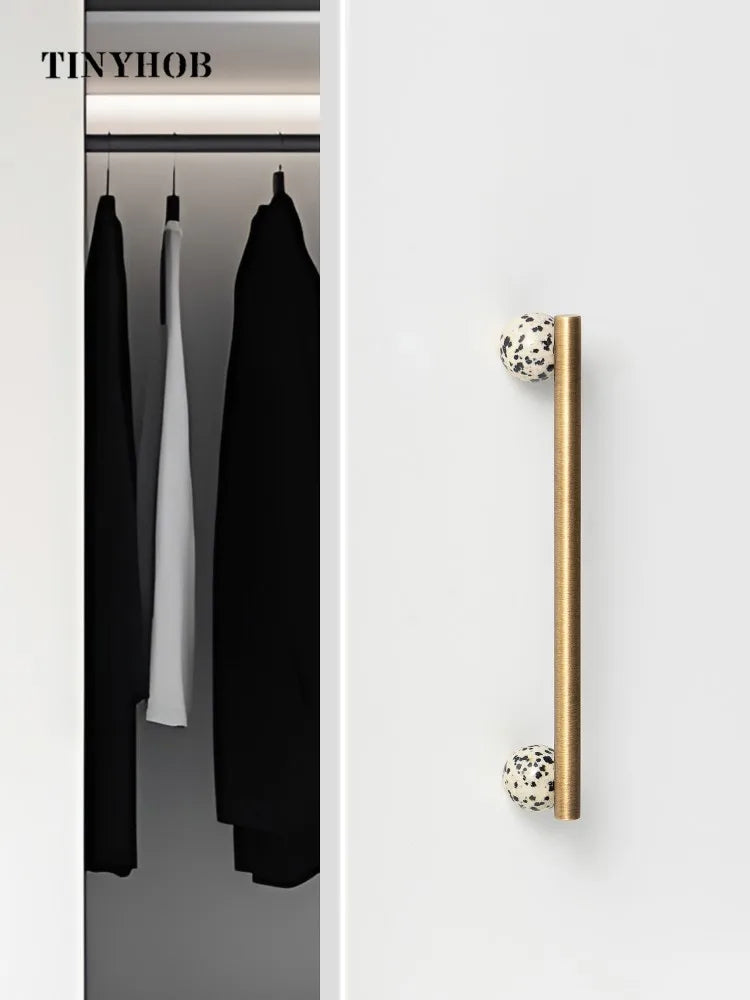 Tinyhob Nordic Art Handle / Natural Stone+ Bronze Handles and Knobs Drawer Pulls Kitchen Cabinet Knobs Furniture Hardware