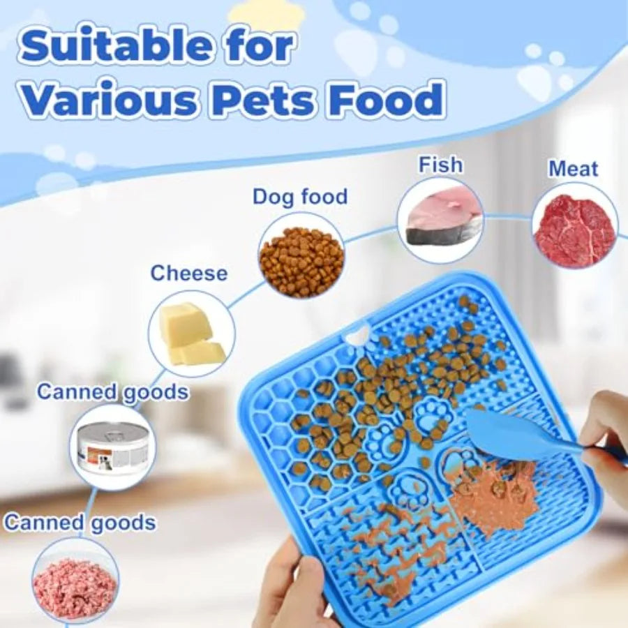 Lick Mat for Dogs, Dog Lick Mat with Suction Cups, Pet Food Mats and Slow Feeder Cat Bowl for Dog Anxiety Relief Pet Enrichment