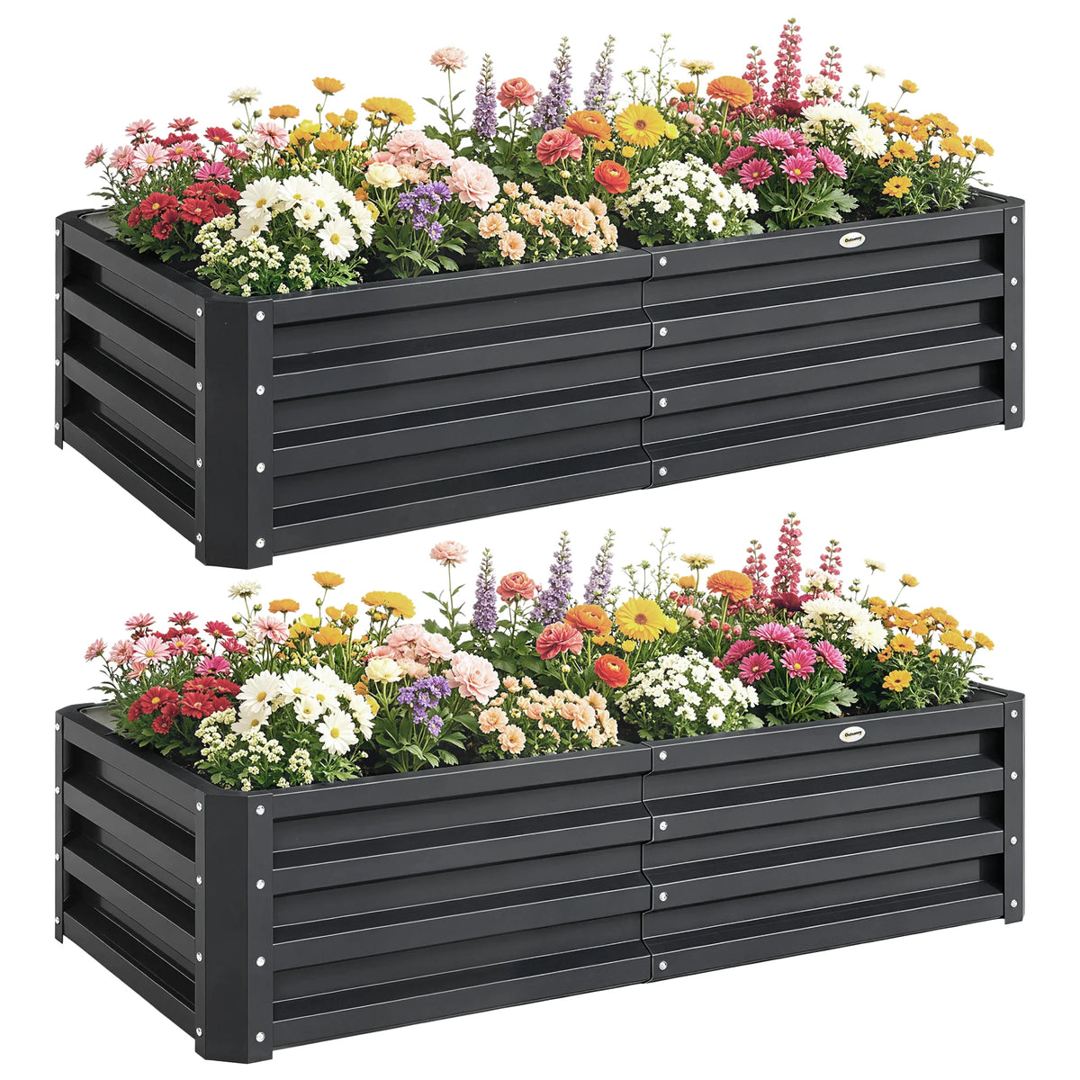4' x 2' Raised Steel Garden Planter Bed for Vegetables, Herbs & Flowers, Grey