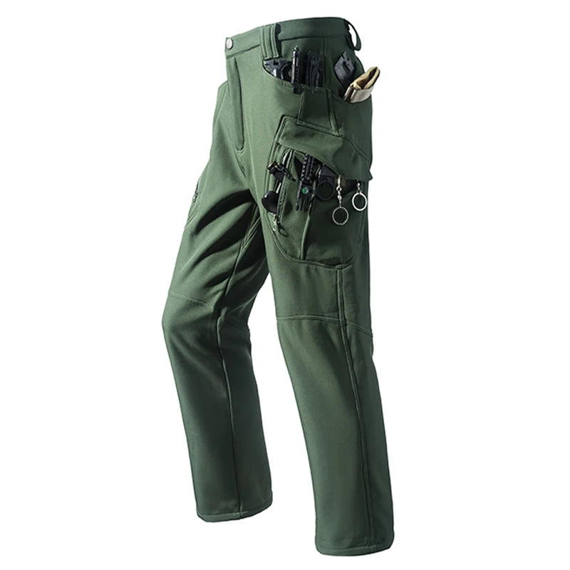 Men's Winter Autumn Fleece Sharkskin Waterproof Tactical Military Camping Hiking Jackets Climbing Hunting Coats Combat Pants