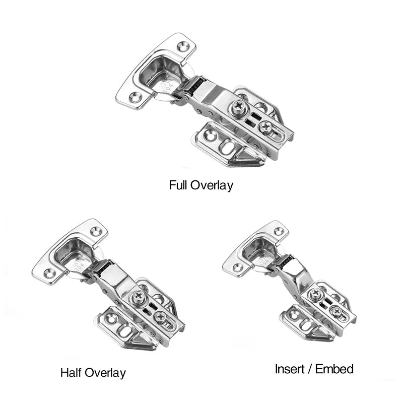 2-20Pcs Stainless Steel Cabinet Door Hinges Hydraulic Damper Buffer Soft Close Quiet Wardrobe Door Concealed Hinges with Screws