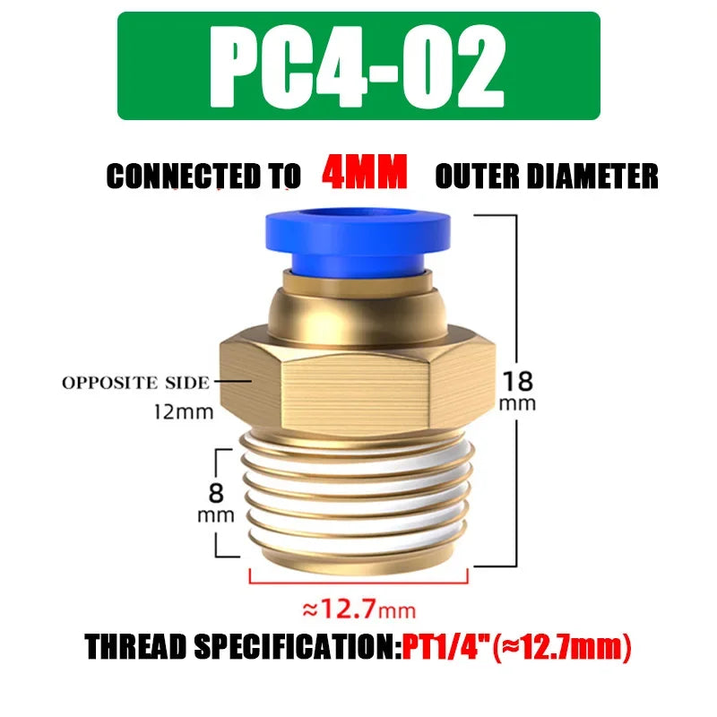 10/50PCS PC Pneumatic Quick Connector 4-12mm Push In Fitting for 1/8" 1/4" 3/8" 1/2" BSPT Thread Air Hose & Tube,Industrial Use