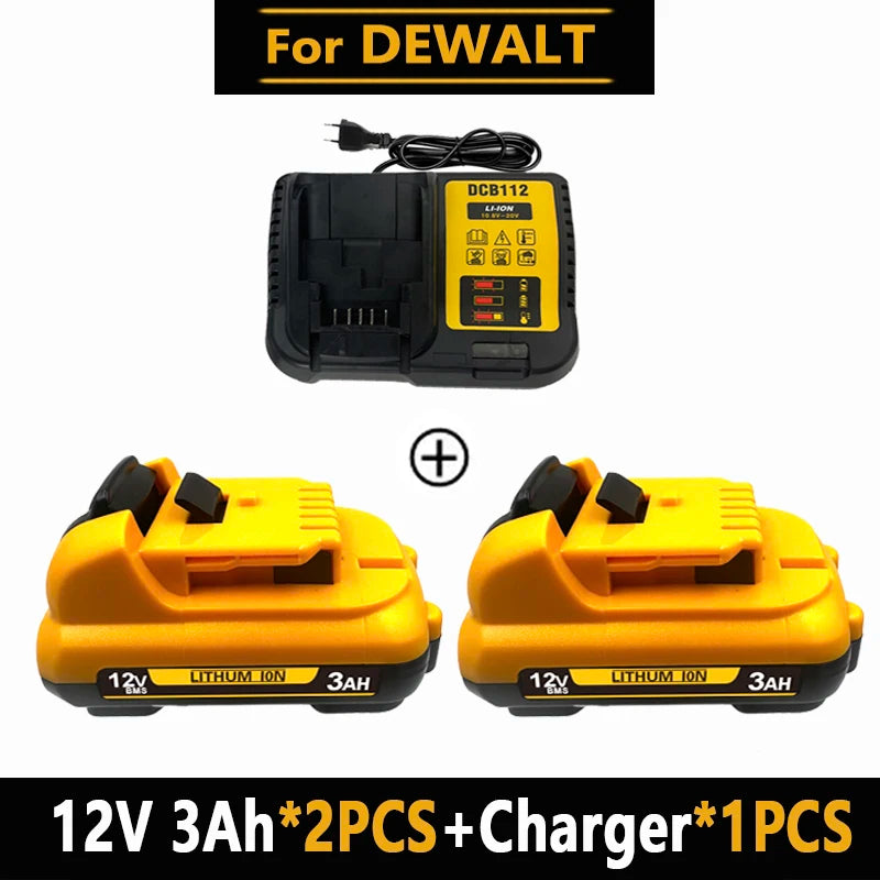 1-4Pack 12V Replacement For DEWALT DCB120 Lithium-ion Batteries 12V 3.0-6.0Ah Battery DCB123 DCB125 DCD710  Power Tools Battery