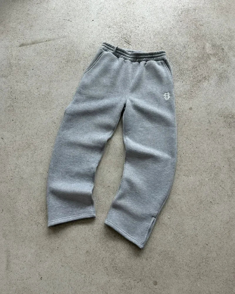 Y2k Retro Loose Straight Pants Men Tracksuit Pants Personalized Pant Leg Zipper Embroidery Design Hip Hop Harajuku Casual Pants