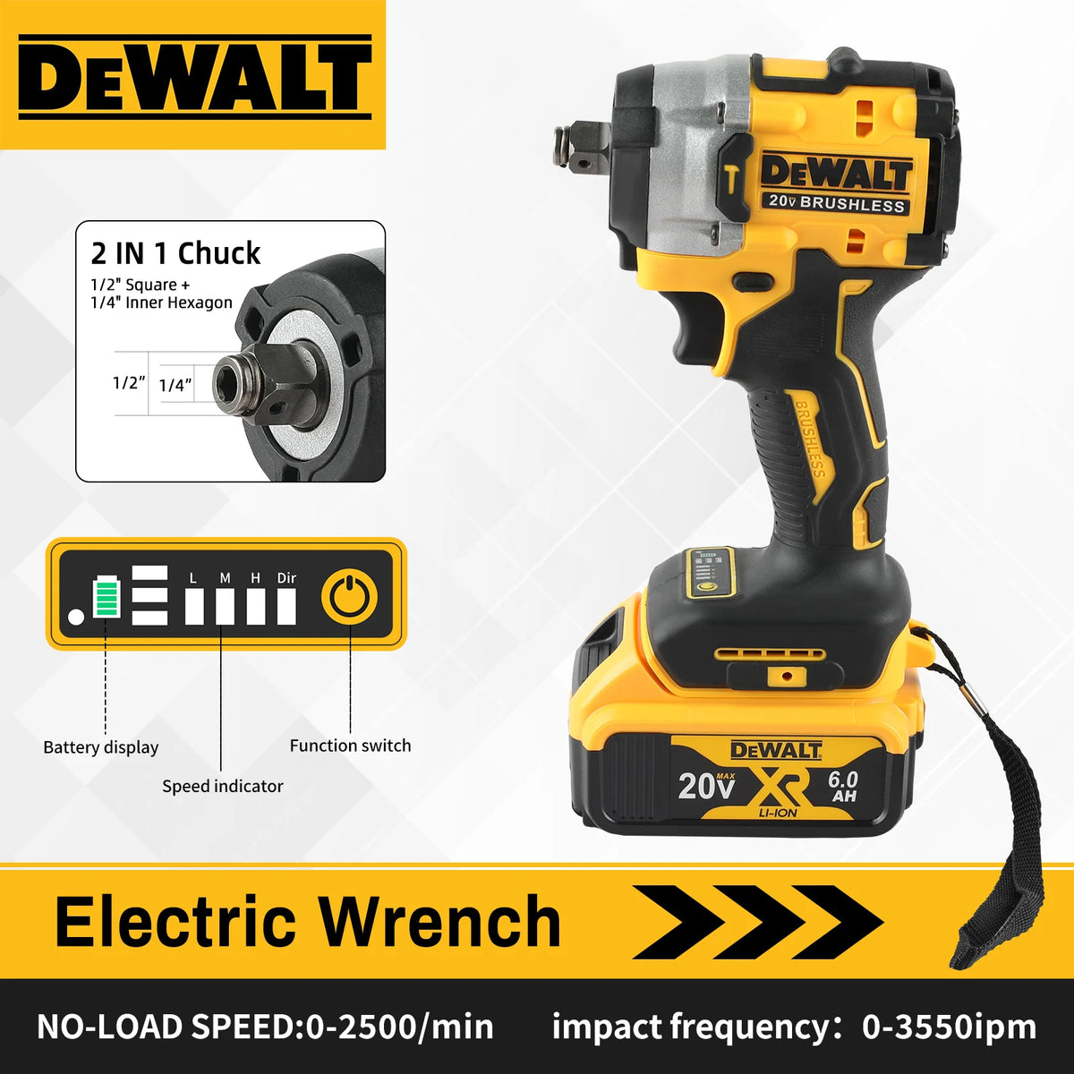 DEWALT DCF921 ATOMIC 20V MAX 1/2 - inch Cordless Impact Wrench: Variable Speed, Built - in Charging, Comes with Battery