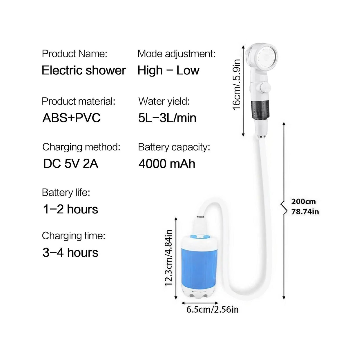 Portable Shower Camping Shower Pump Rechargeable Battery Powered Outdoor Travel Kit Portable Car Washer Camping Gear Pet Shower With Compact Portable Design Long Lasting Battery Dual Flow Modes Easy Tool Free Setup For Hiking