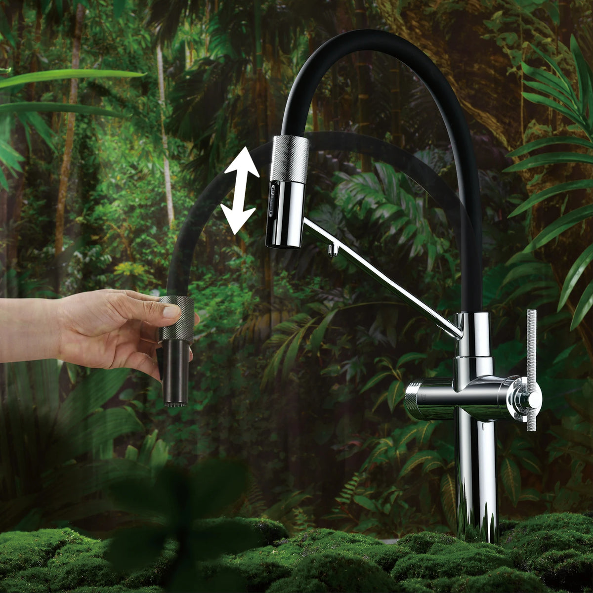AITANA Brushed Rose Gold Pull-Out Kitchen Faucet with Luxury Drinking Water Mode 3 Function Hot & Cold Water Single Hole Sink Ta
