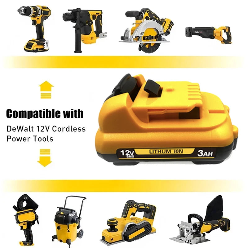 1-4Pack 12V Replacement For DEWALT DCB120 Lithium-ion Batteries 12V 3.0-6.0Ah Battery DCB123 DCB125 DCD710  Power Tools Battery