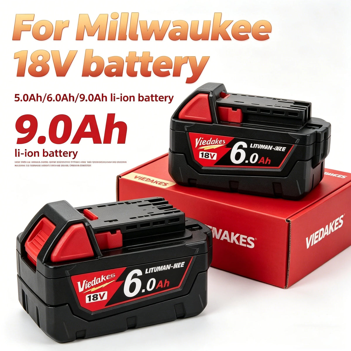 For Milwaukee 18V Battery 5Ah/6Ah/9Ah Lithium Replacement Battery For Milwaukee 48-11-1860 48-11-1850 48-11-1840 Tool Battery🛟