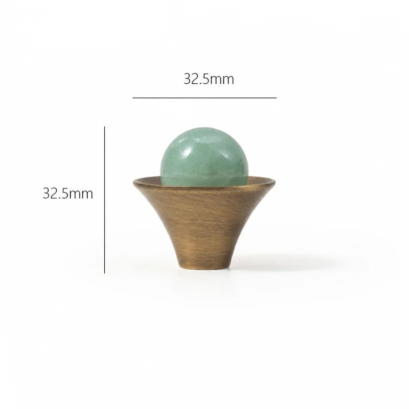 Tinyhob Vintage Antique Bronze Spotted Stone Kitchen Cabinet Furniture Handle with Base / Brass Cupboard Pull Shoe Cabinets