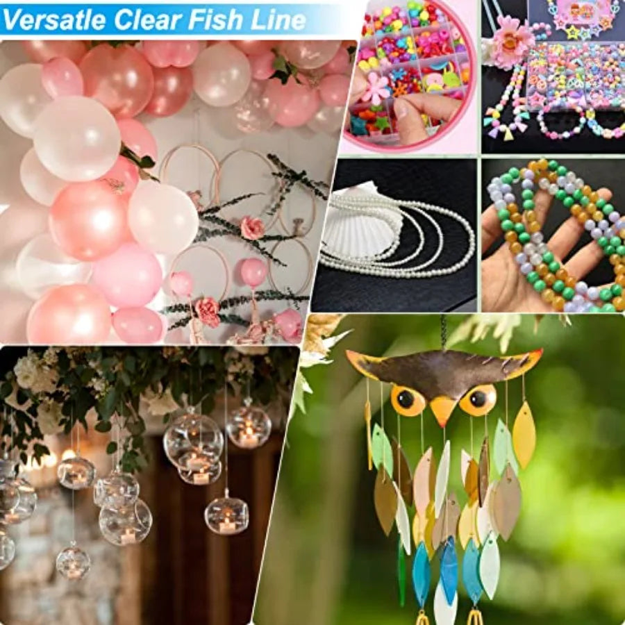 Clear monofilament fishing wire for hanging balloons garlands pictures and crafts; nylon material transparent color high streng