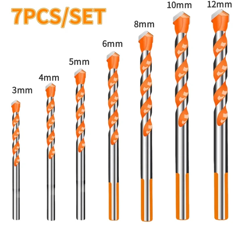 Tungsten Carbide Masonry Drill Bit Set for Metal Steel Porcelain Ceramic Tile Concrete Brick Wood 3-12mm Drilling Tools