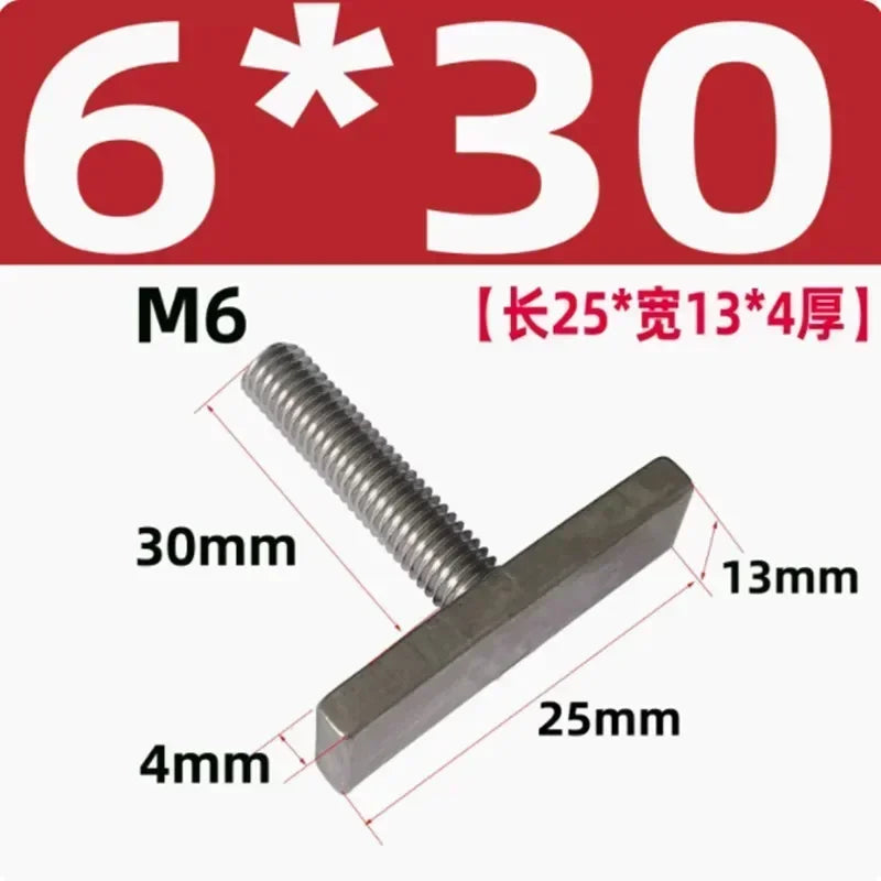 5Pcs Stainless Steel T-Slot Chute Rail Track T Shape Type Rectangle Hammer Head Bolt Screw M6 M8 Hardware Tools Supplies