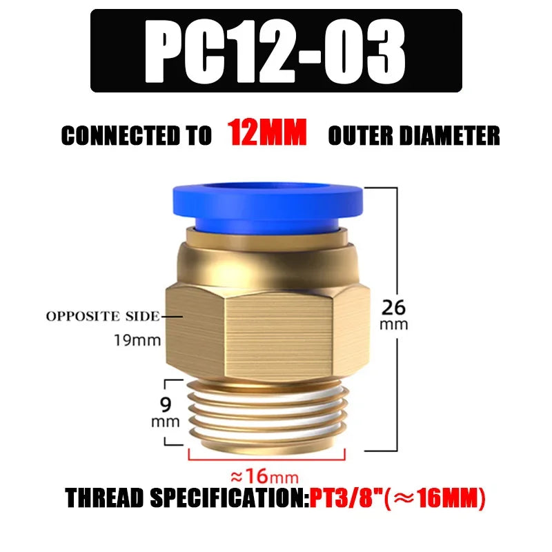 10/50PCS PC Pneumatic Quick Connector 4-12mm Push In Fitting for 1/8" 1/4" 3/8" 1/2" BSPT Thread Air Hose & Tube,Industrial Use