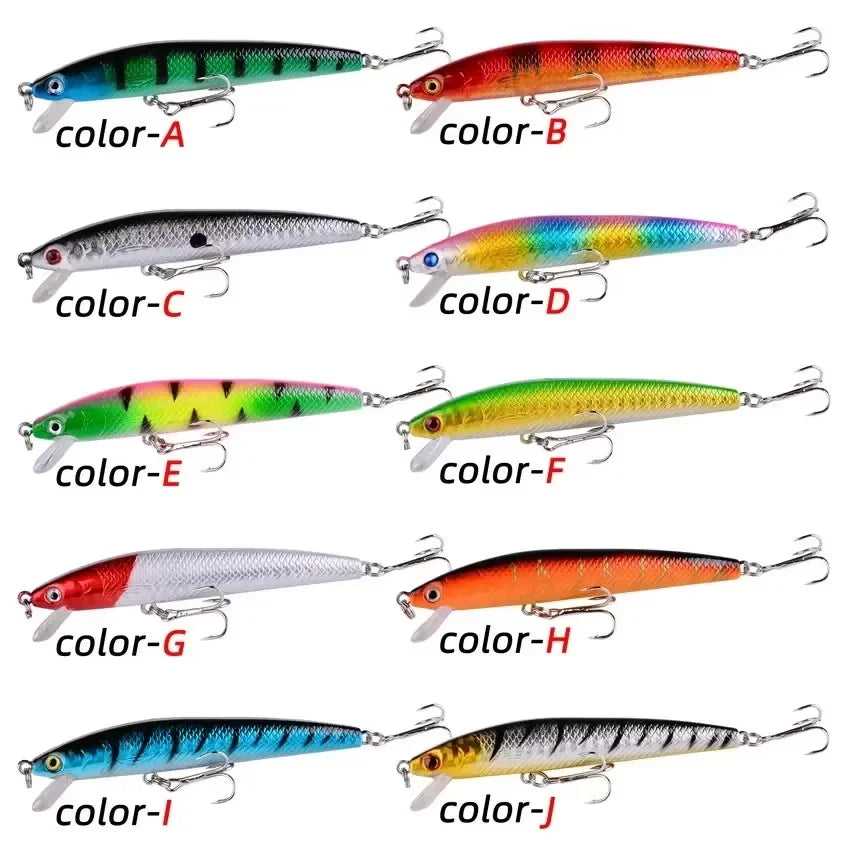 10Pcs/Bag Fishing Lure Kit Soft Bait 10cm/9g Lifelike Minnow Bait With Ringing Beads Floating Plastic Bait Lure Bait Crankbaits with Hooks