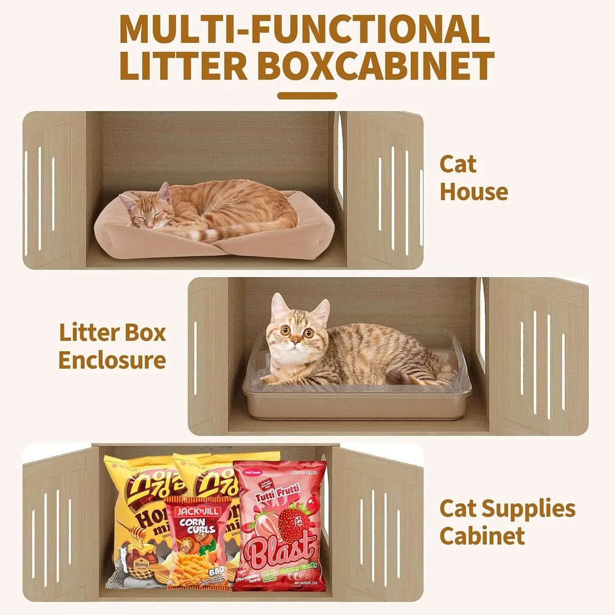 66.9-Inch Tall Cat Tree with Litter Box Enclosure, Cat Condo, Multi-Level Perches & Scratching Posts for Cats