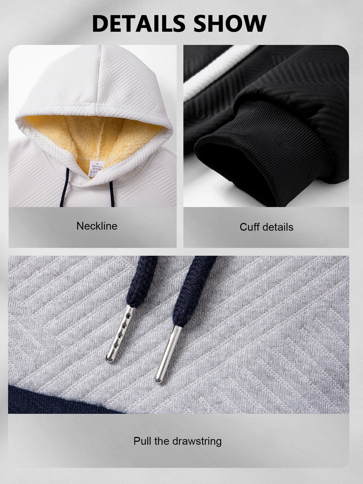 Men's Hooded Pullover Sweatshirt Sherpa Lined Chevron Colorblock Winter Warm Fleece Hoodie Sweatshirt Zipper Pockets Casual Daily Wear