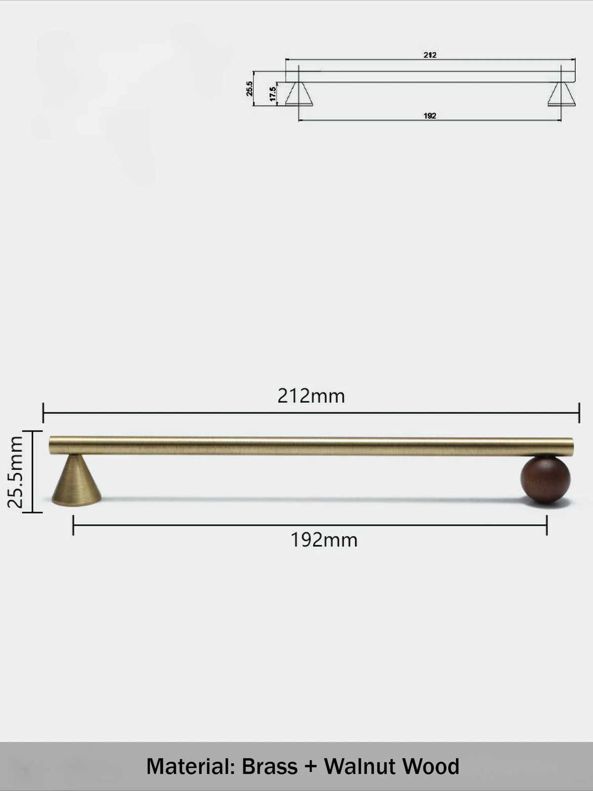Bronze Brass + Walnut Wood  Cabinet Handle and Knob Drawer Knobs T Bar Bedroom Kitchen Cupboard Hardware / Drawer Handles