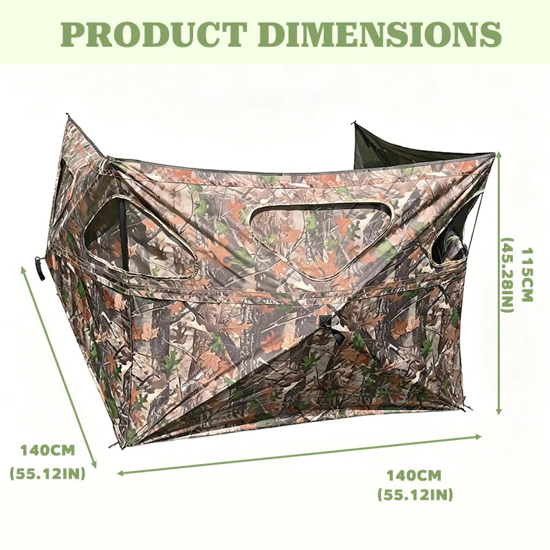 Portable 3 Panel Hunting Blind See Through Camouflage Tent Lightweight Fold for Deer Hunting Bird Watching