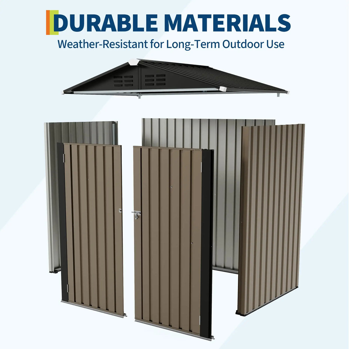 6x4FT Outdoor Metal Storage Shed, 130 Cu Ft Galvanized Steel Garden Tool Shed With Sloped Roof, Lockable Door, Window And Vent