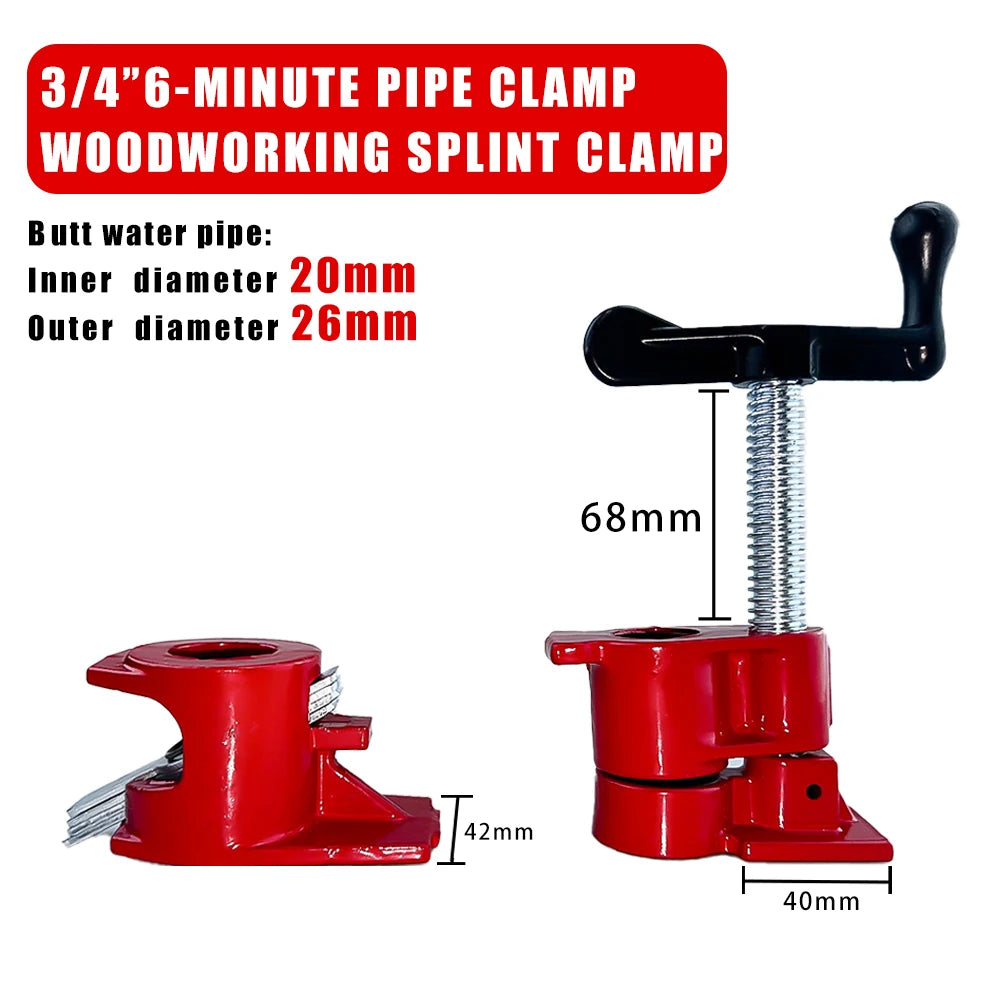 1/2" 3/4" Heavy Duty Pipe Clamp Wood Gluing Pipe Clamp Set Woodworking Board Conntacting Fixture Carpenter Hand Tool