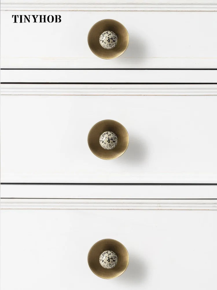 Tinyhob Nordic Art Handle / Natural Stone+ Bronze Handles and Knobs Drawer Pulls Kitchen Cabinet Knobs Furniture Hardware