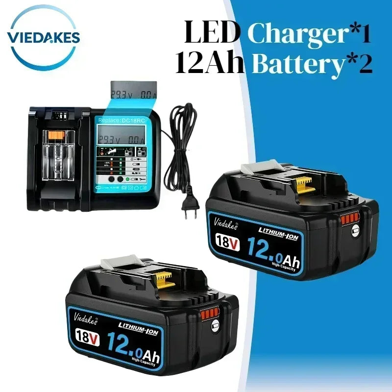 New 18V 12.0Ah Rechargeable Battery, for Makita Drill DGA404 DTW700 DHR202 DJV182 DDF487 Power Tool Battery, for Makita Battery