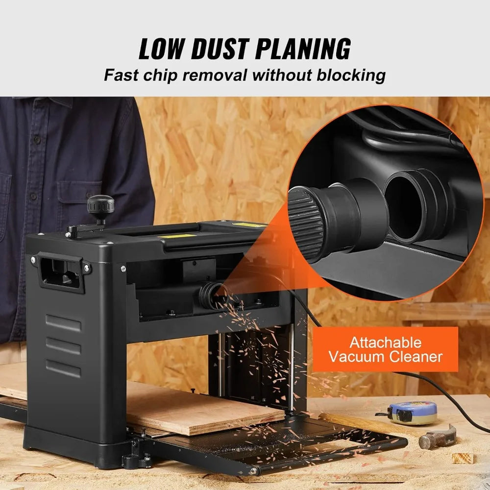 13 Inch Benchtop Thickness Planer, 15-Amp 2000W Motor, 12 Extended Infeed Table, Low Noise for Hard & Soft Wood