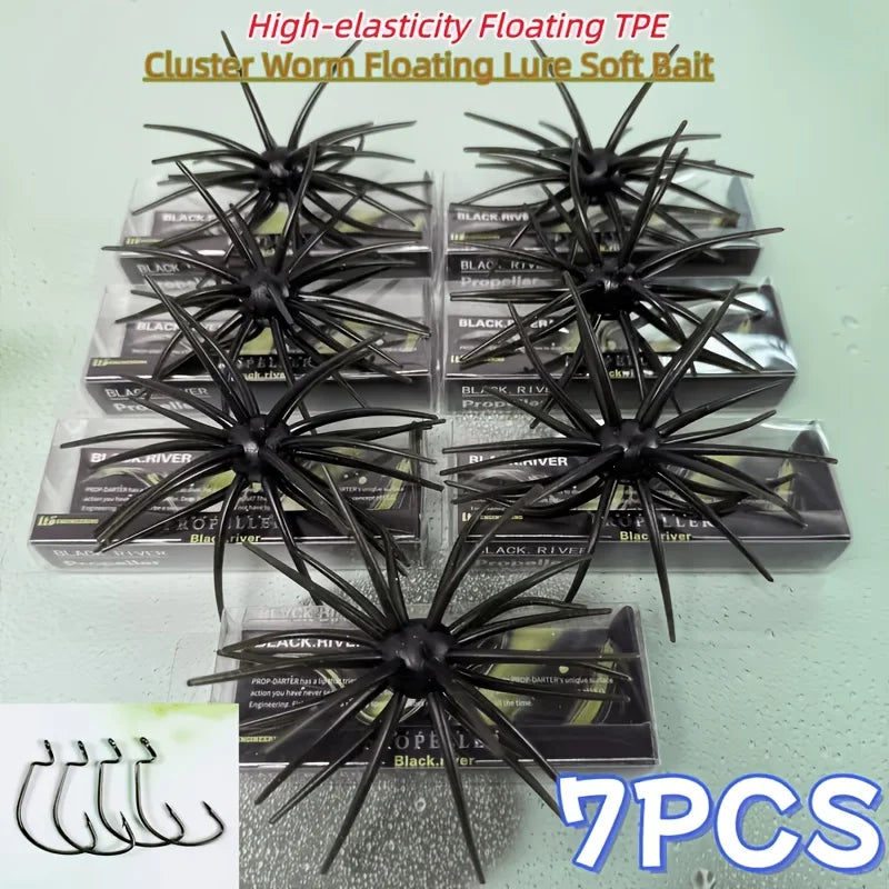 7Pcs 11cm/8.7g Sea Urchin Fishing Lures TPE Soft Bait Silicone Baits For Bream Sea Bass Mandarin Fishing Tilapia Trout