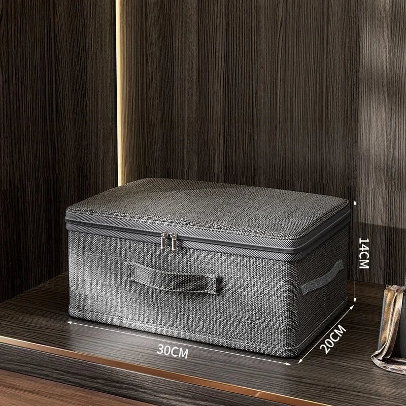 4Pcs Large Foldable Storage Boxes, Cationic Fabric Waterproof Organizer Bin with Zipper Handle for Wardrobe Bedroom Clothes Home