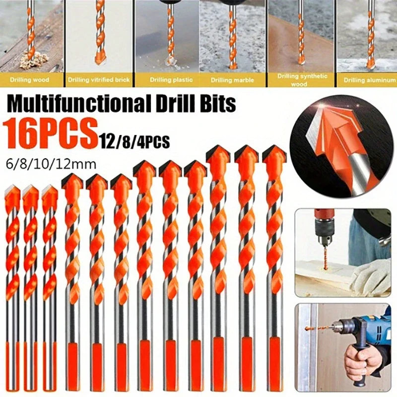 Tungsten Carbide Masonry Drill Bit Set for Metal Steel Porcelain Ceramic Tile Concrete Brick Wood 3-12mm Drilling Tools